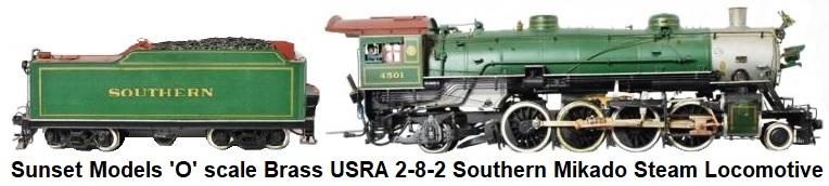 Sunset Models 'O' scale brass USRA 2-8-2 Southern #4501 Mikado steam locomotive