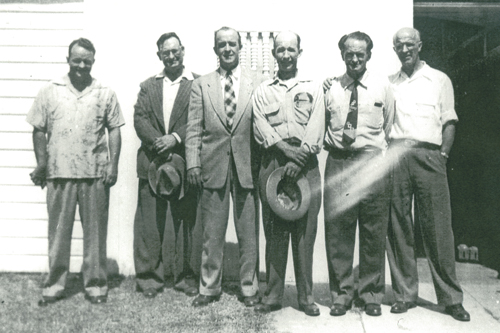 From Left: George Smith, Dick Thompson, Edwin Demack, Ralph Pauly, Frank Cox, Evan Middleton