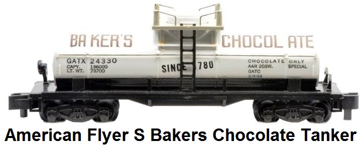 American Flyer S gauge #24330 Bakers Chocolate Tank Car