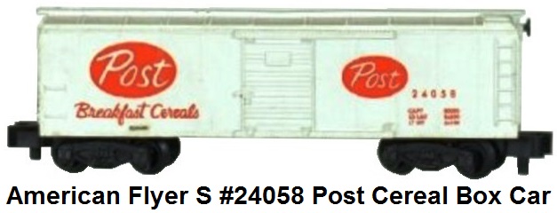 American Flyer S gauge #24058 Post Cereal Box Car
