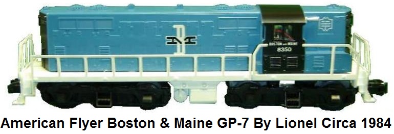 American Flyer 'S' gauge #8350 Boston & Maine GP-7 loco made by Lionel in 1984