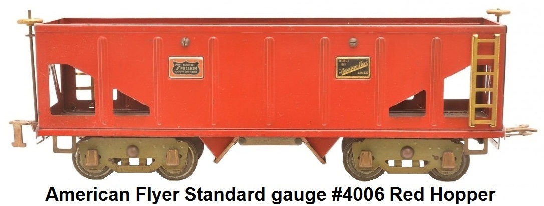 American Flyer Standard gauge #4006 Red Hopper with gray flex trucks
