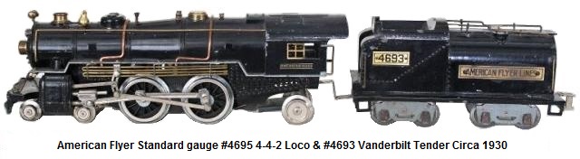 American Flyer Standard gauge #4695 set included #4694 Steam Locomotive with #4693 Vanderbilt Tender circa 1930