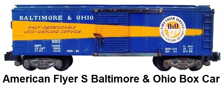 American Flyer S gauge Baltimore and Ohio #980 Box Car