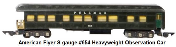 American Flyer S gauge #654 Heavyweight Observation Car