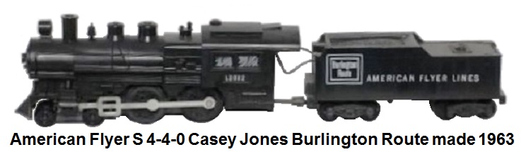 American Flyer S gauge 4-4-0 Casey Jones Burlington Route made in 1963