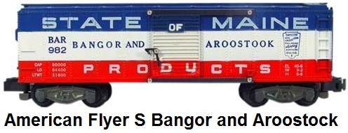 American Flyer 'S' gauge Bangor and Aroostook #982 boxcar