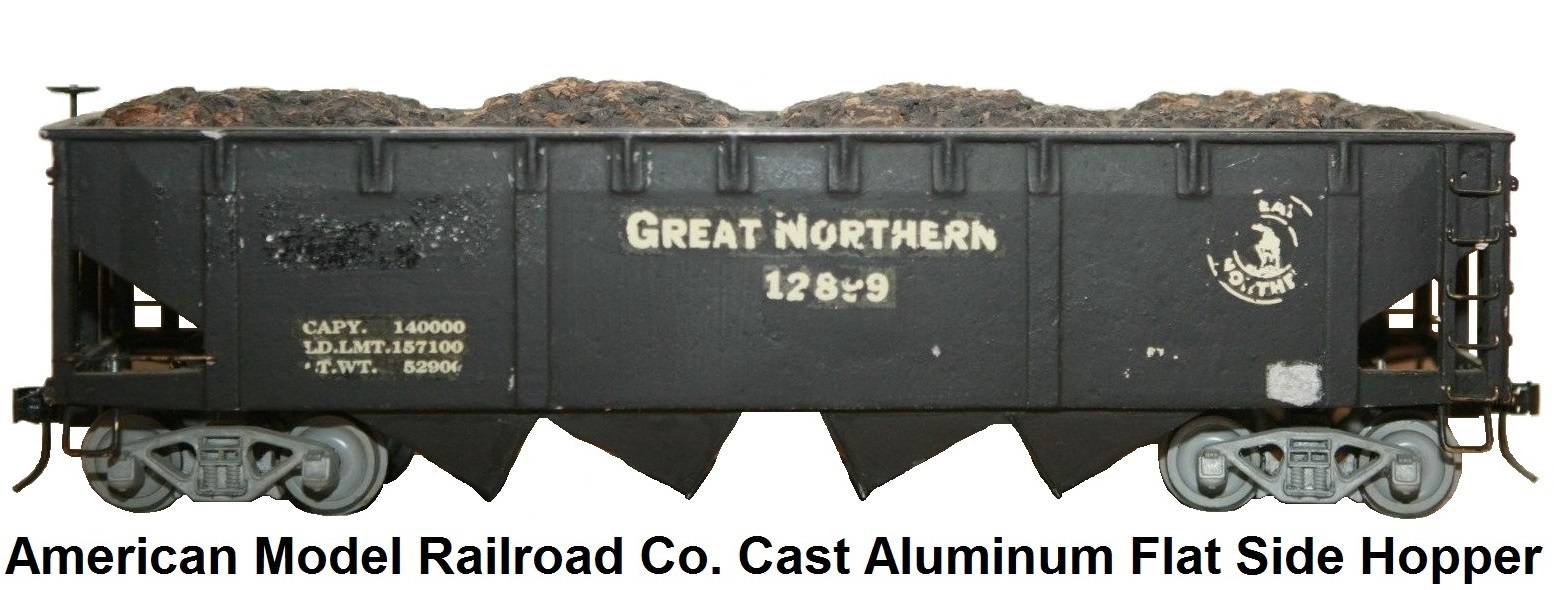 American Model Railways Company 'O' scale aluminum cast smooth side Quad-Hopper for Car Two Rail