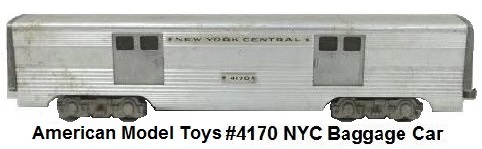 AMT American Model Toys #4170 NYC Aluminum Baggage Car in 'O' gauge