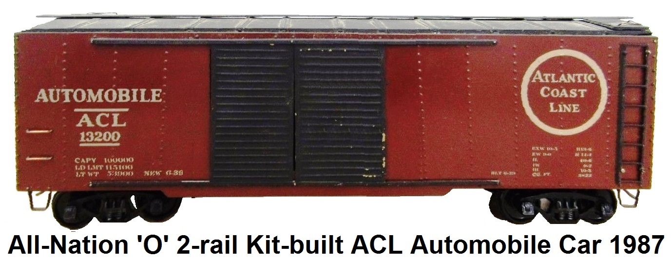 All-Nation 'O' scale Kit #3678 2-rail Atlantic Coast Line Automobile car #13200 Built 1987