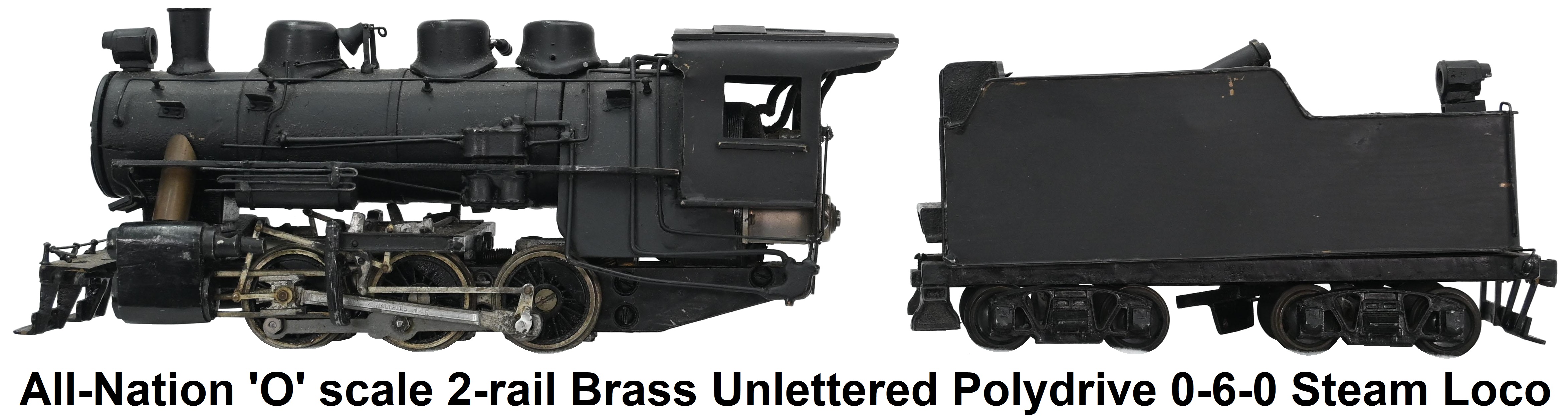 All-Nation 'O' scale 2-rail Brass Unlettered Polydrive 0-6-0 Steam Locomotive & Tender