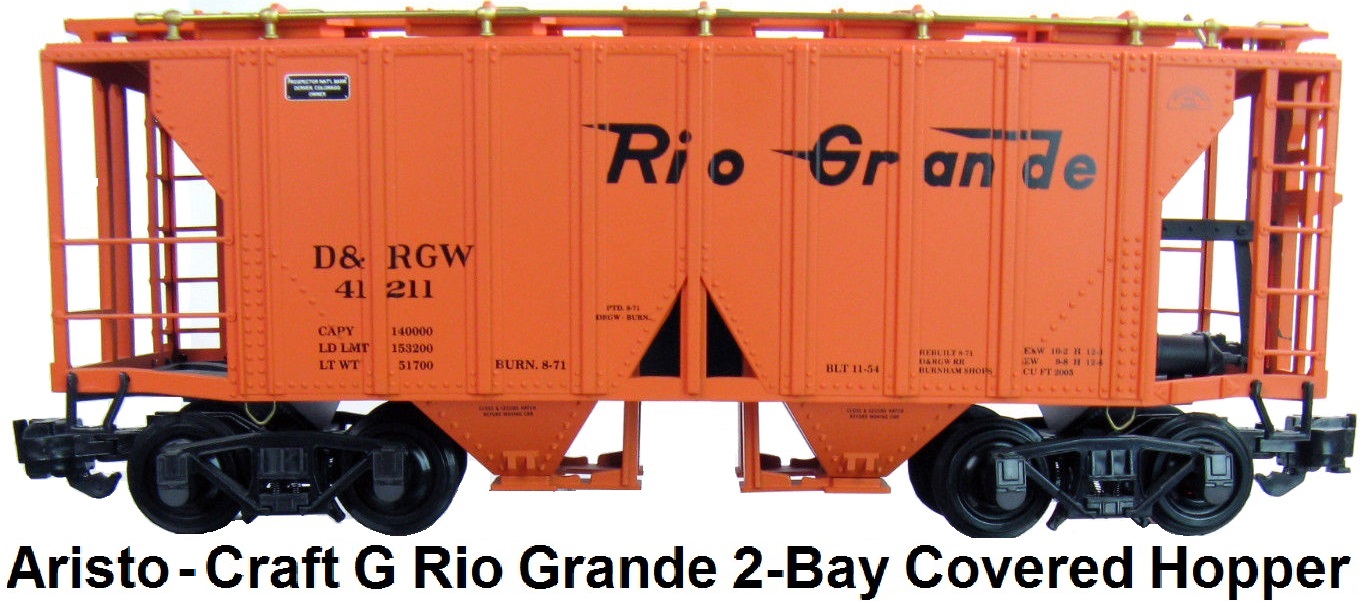 Aristo-Craft G Scale D&RGW Rio Grande 2-Bay Covered Hopper Car, ART-41211