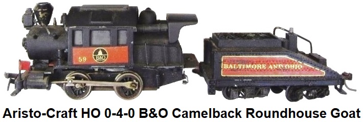 Aristo-Craft HO Economy Series 0-4-0 B&O Roundhouse Camelback Goat locomotive produced in Japan by New One Model Company