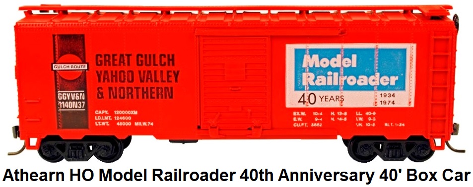 Athearn HO scale 40' boxcar kit, released in 1974 for Model Railroader�s 40th anniversary
