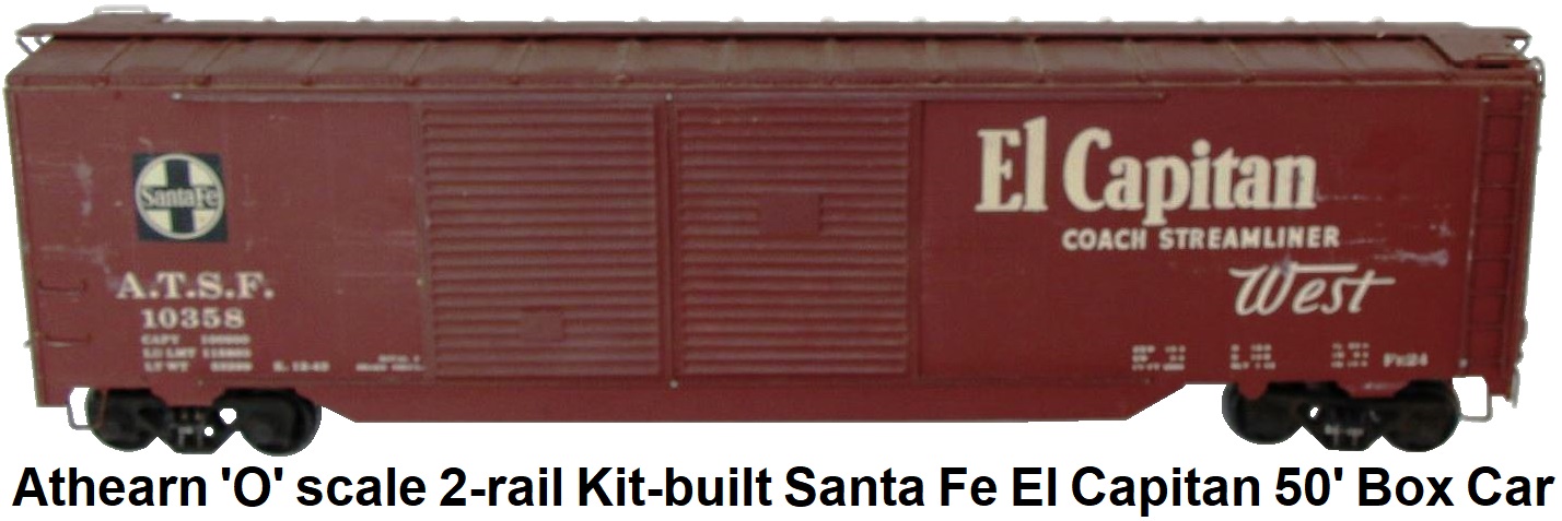 Athearn 'O' scale kit-built 2-rail ATSF Santa Fe 50' Double Door Automobile Car - El Capitan Coach Streamliner West Catalog #A207