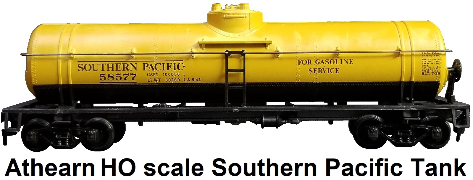 Athearn HO gauge Southern Pacific Single Dome Tank Car Sp #58577 Yellow