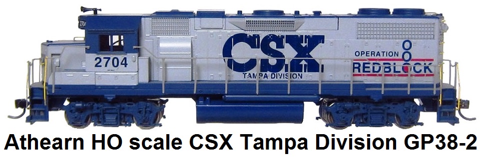 Athearn HO scale CSX Tampa Division GP38-2 Diesel Locomotive #2704