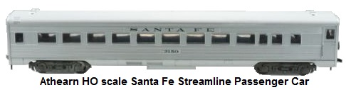 Athearn HO scale AT&SF Santa Fe Streamline Passenger Car