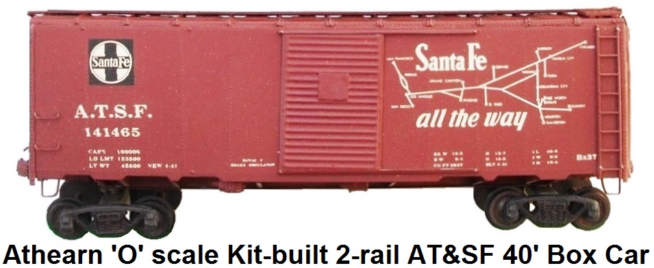 Athearn 'O' scale kit-built 2-rail Santa Fe AT&SF All the Way 40' Box Car