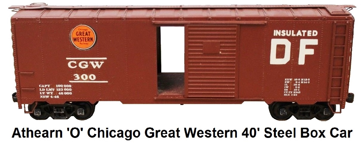 Athearn 'O' scale Kit-built 2-rail CGW Chicago Great Western Wood With Metal Skin 40' steel box car