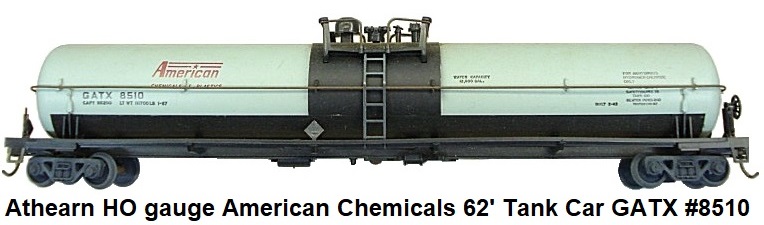 Athearn HO gauge American Chemicals 62' GATX Tank Car #8510