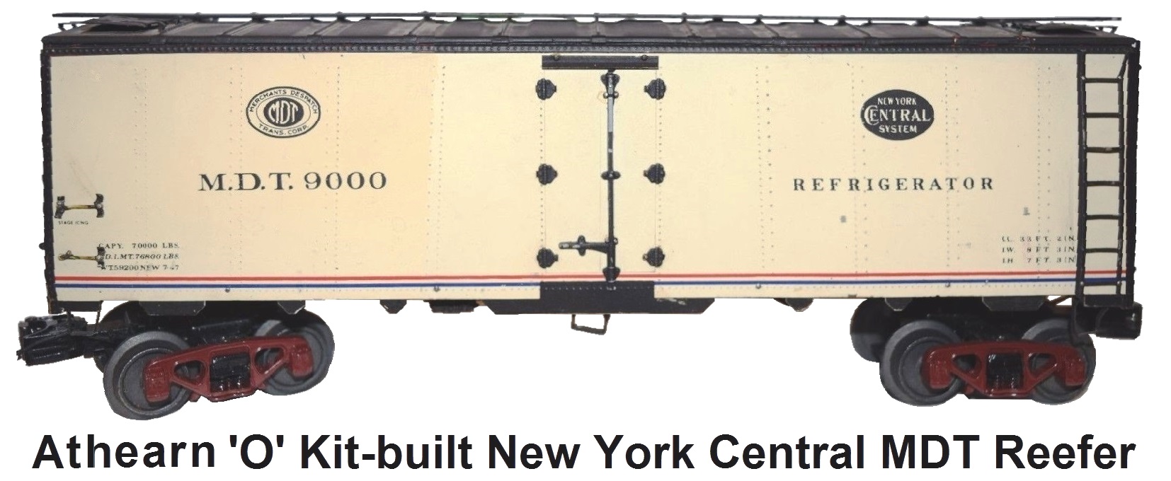 Athearn 'O' scale Kit-built 2-rail NYC MDT 40' Steel Reefer Catalog #A401