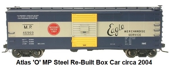 Atlas 'O' scale Missouri Pacific Steel Re-Built Box Car #6490 for 3-rail circa 2004