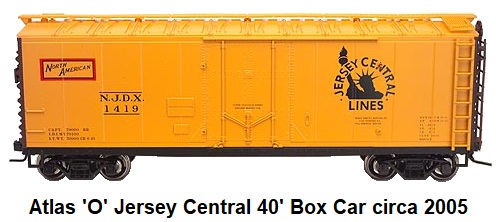 Atlas 'O' #0577 Jersey Central Trainman® 40' Plug Door Box Car circa 2005