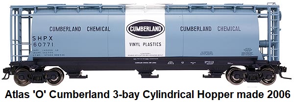 Atlas 'O' #6318 Cumberland Chemical 3 Bay Cylindrical Hopper circa 2006