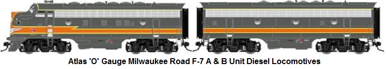 Atlas 'O' Milwaukee Road F-7 A & B units for 2-rail