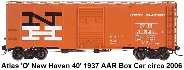 Atlas 'O' New Haven 40' 1937 AAR Single Door Box Car #8553 for 2-rail circa 2006
