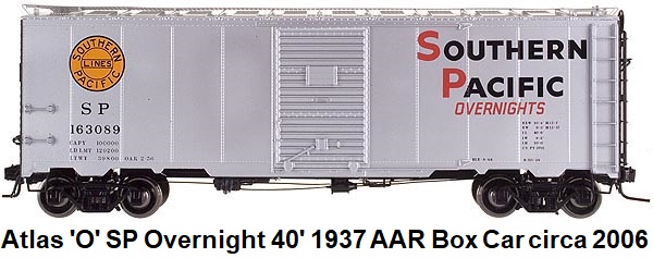 Atlas 'O' Southern Pacific 40' 1937 AAR Single Door Box Car #8566 for 2-rail circa 2006