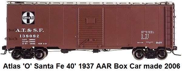 Atlas 'O' Santa Fe 40' 1937 AAR Single Door Box Car #8564 for 2-rail circa 2006