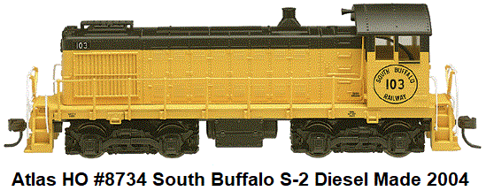 Atlas HO scale #8734 South Buffalo S-2 Diesel Locomotive RN 103 made 2004