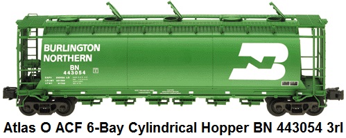 Atlas 'O' ACF 6-Bay Cylindrical Hopper BN 443054 for 3-rail