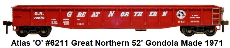 Atlas 'O' #6211 Great Northern 52' Gondola from 1972