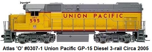 Atlas 'O' #0307-1 Union Pacific GP-15 diesel for 3-rail circa 2005