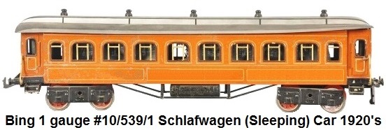 Bing gauge 1 handpainted tin #10/539/1 Schlafwagen (Sleeping car) made in the 1920's