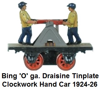 Bing 'O' gauge Clockwork tin litho hand car