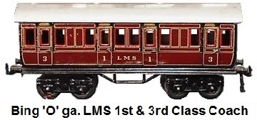 Bing 'O' gauge LMS 1st & 3rd class coach