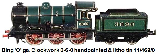 Bing O ga, handpainted & litho tin, 11 469 0 loco, clockwork
