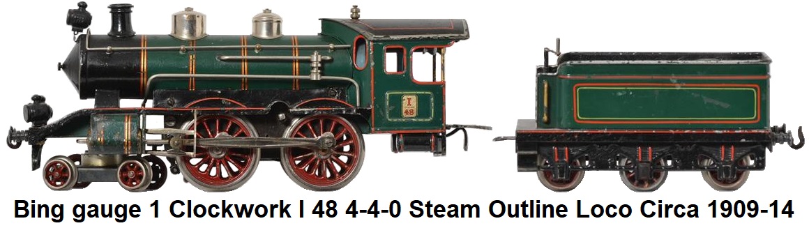 Bing Gauge 1 clockwork 4-4-0 I48 steam outline locomotive circa 1909 - 1914