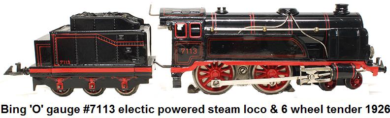 Bing 'O' gauge No. 7113 Steam Locomotive & Tender made 1926