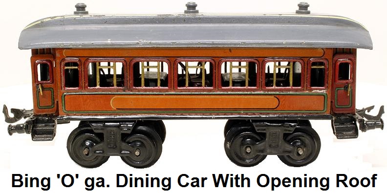 Bing 'O' gauge Model Railroad Dining Car with Opening Roof