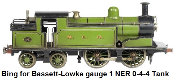 Bing for Bassett-Lowke gauge 1 NER 0-4-4 Passenger Tank engine #441