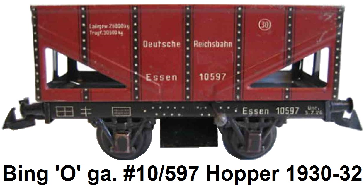 Bing 'O' gauge bulk material car Deutsche Reichsbahn Essen #10/597 made 1930-32