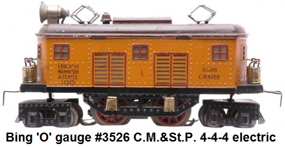 Bing 'O' gauge #3526 Chicago Milwaukee & St. Paul Milwaukee Road 4-4-4 electric loco