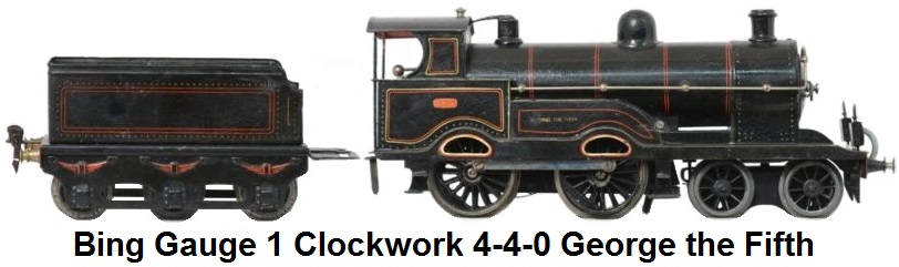 Bing gauge 1 clockwork 4-4-0 George the Fifth steam locomotive and tender