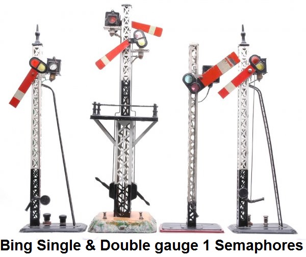 Bing prewar 1 gauge three single semaphores and one double semaphore