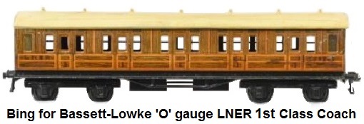 Bing for Bassett-Lowke 'O' gauge LNER Teak 3rd class coach